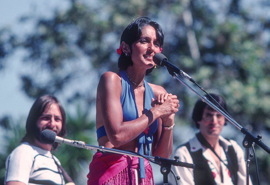 Joan Baez in concert in the Santa Barbara County Bowl, 1977. 